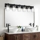 preview thumbnail 28 of 27, Modern Vanity Light with Seeded Glass Shade