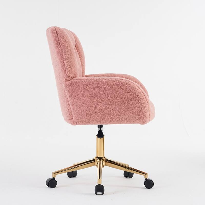 360 Swivel Fabric Home Office Chair With Gold Metal Base