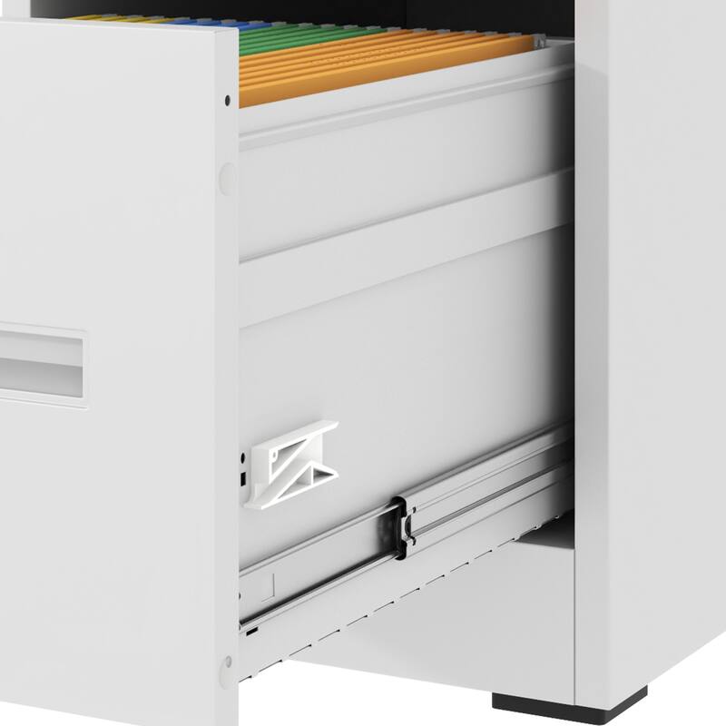Modern Narrow Vertical File Cabinet, 3 Drawers Filing Cabinet with Lock Adjustable Hanging Rail, for Home Office