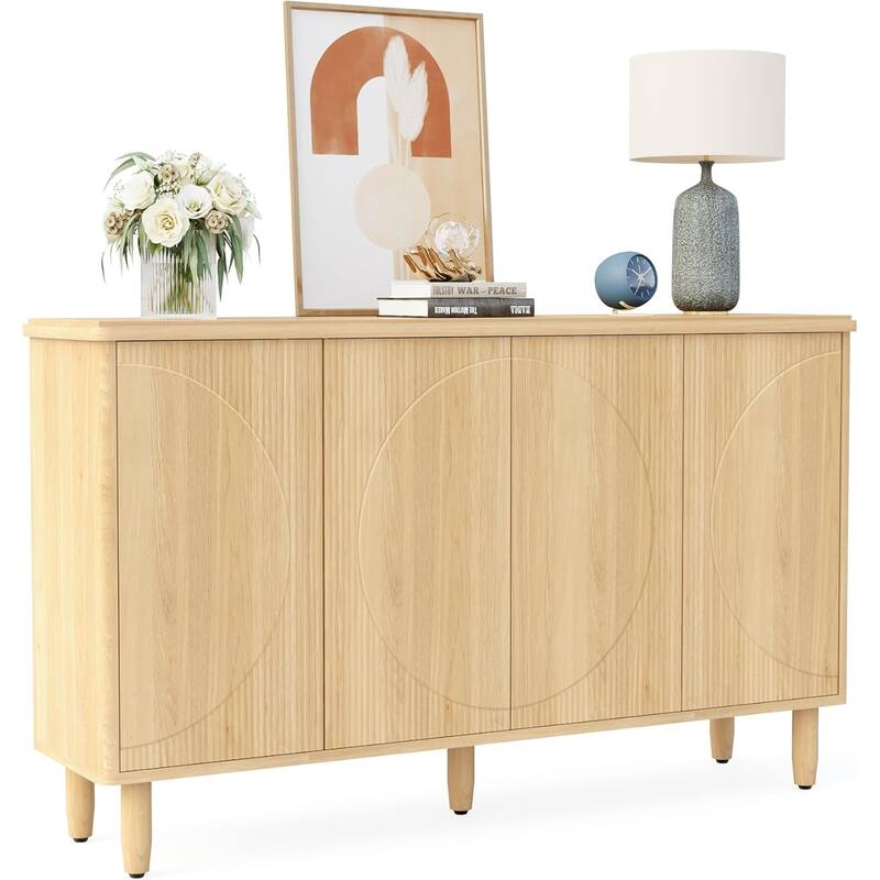 59" Modern Walnut Buffet Sideboard Cabinet with Storage