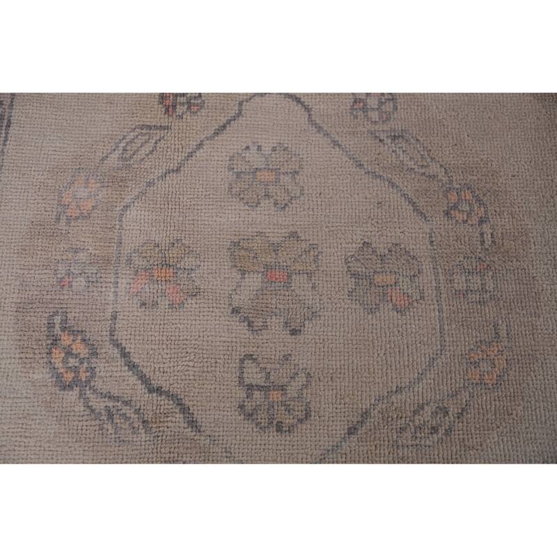 Hand Knotted Oriental 100% Wool Carpet Transitional Geometric Beige & Ivories Oushak Area Rug - 12' 0'' X 8' 10''