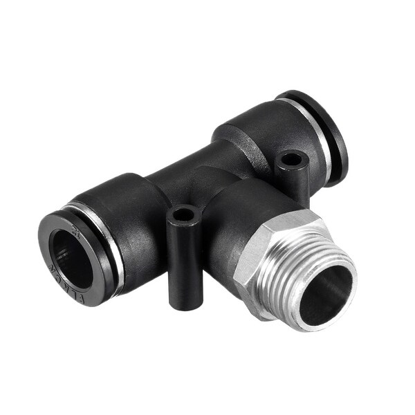 Push To Connect Fittings T Type Thread Tee 15/32" x 3/8" G Male Thread 2pcs