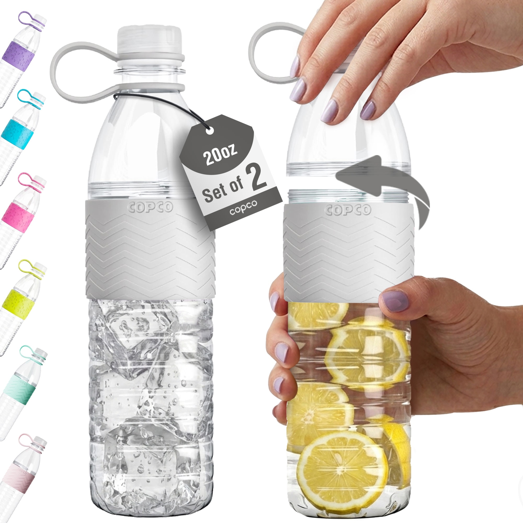 Copco Hydra Tritan 20 Oz. Water Bottle, Set of 2 - Dishwasher Safe & BPA Free