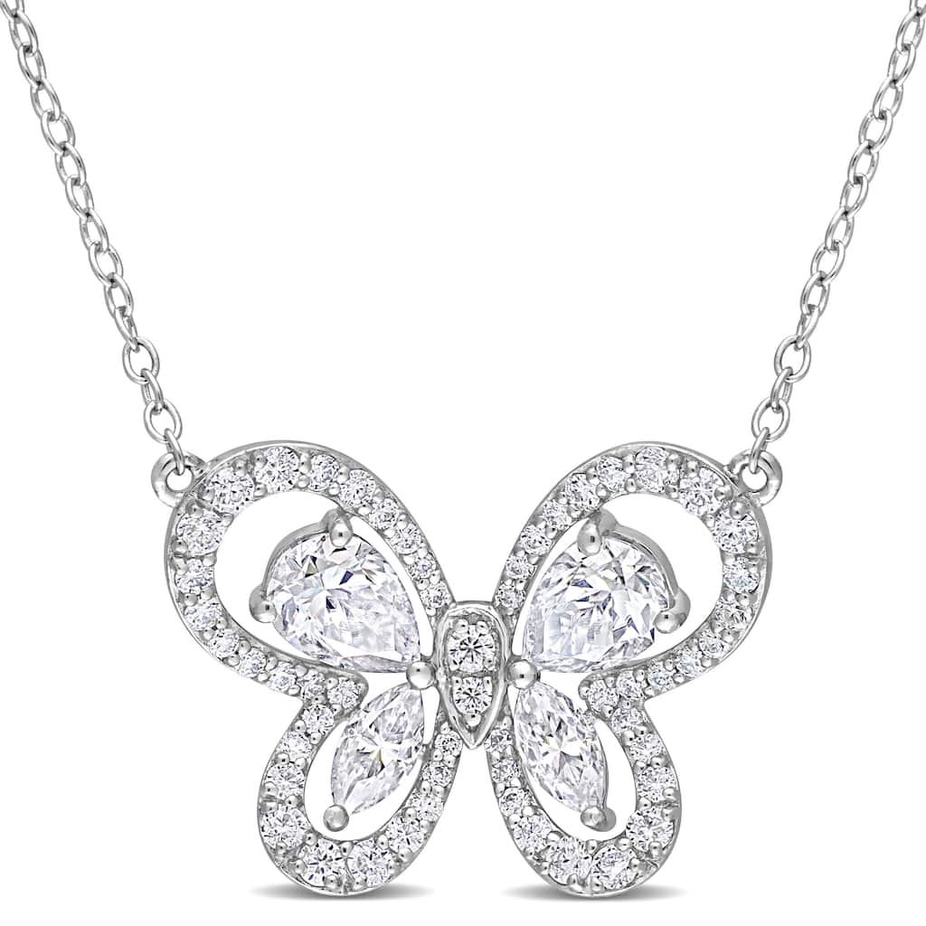 Miadora 1 3/4ct DEW Created Moissanite Butterfly Necklace Sterling Silver