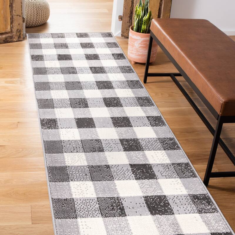 World Rug Gallery Plaid Check Farmhouse Area Rug