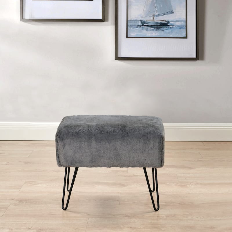 Serenta Solid Color Fauxfur Ottoman