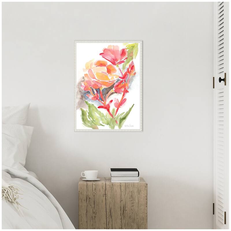 Kate and Laurel Sylvie Loose Orange Begonia Framed Canvas by Patricia Shaw