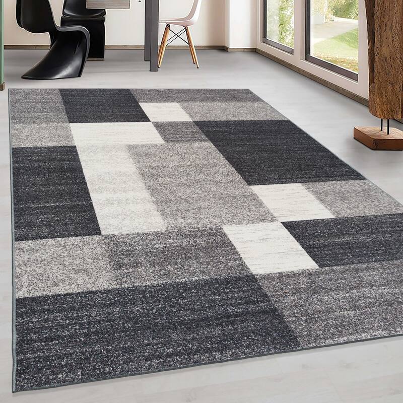 World Rug Gallery Modern Boxes Design Non-slip (Non-skid) Area Rug