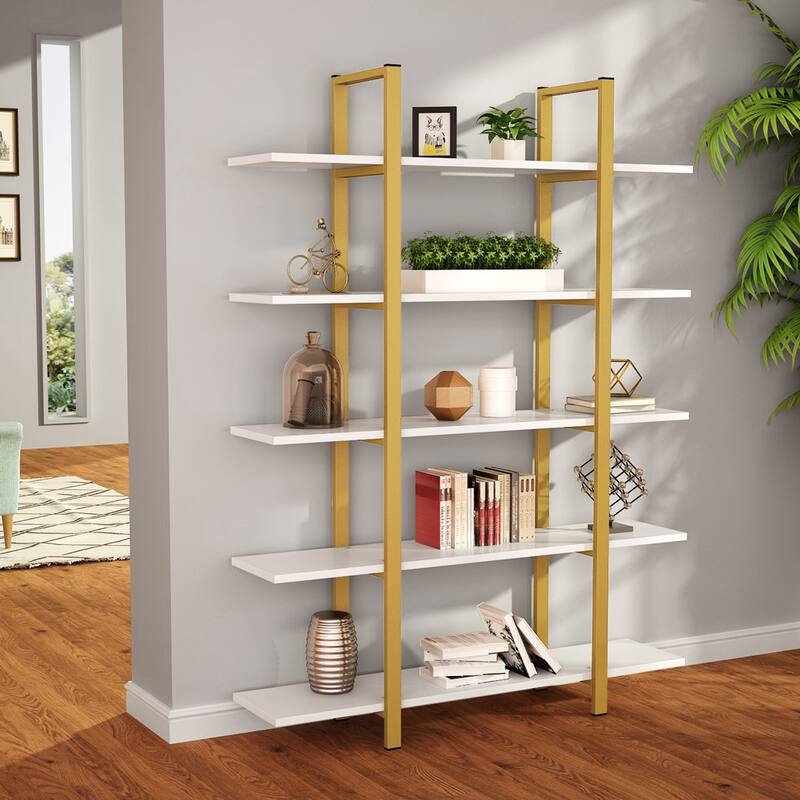 5 Tier Bookshelf Wide Display Shelves Bookshelves