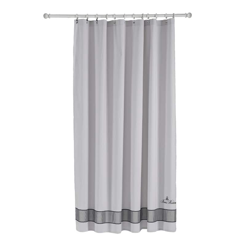 Brooks Brothers Fancy Border Shower Curtain - Silver