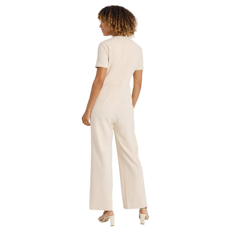 Maggy London Twist Neck Short Sleeve Jumpsuit