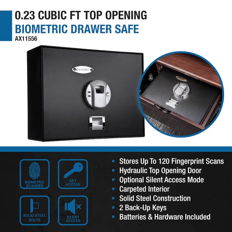 0.23 Cu Ft Top Opening Biometric Security Safe