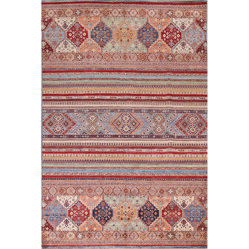 Vegetable Dye Super Kazak Oriental Wool Area Rug Hand-knotted Carpet - 6'7" x 9'8"