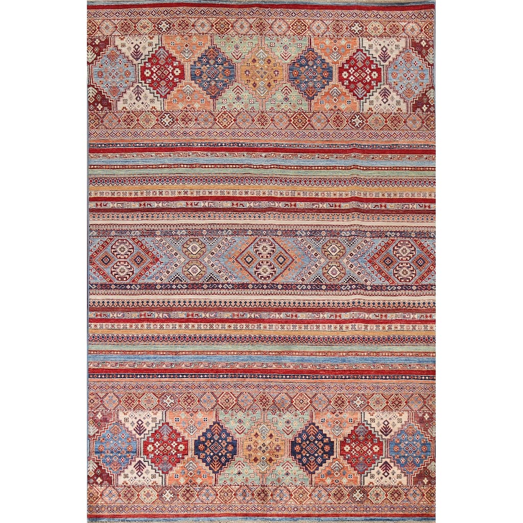 Vegetable Dye Super Kazak Oriental Wool Area Rug Hand-knotted Carpet - 6'7" x 9'8"