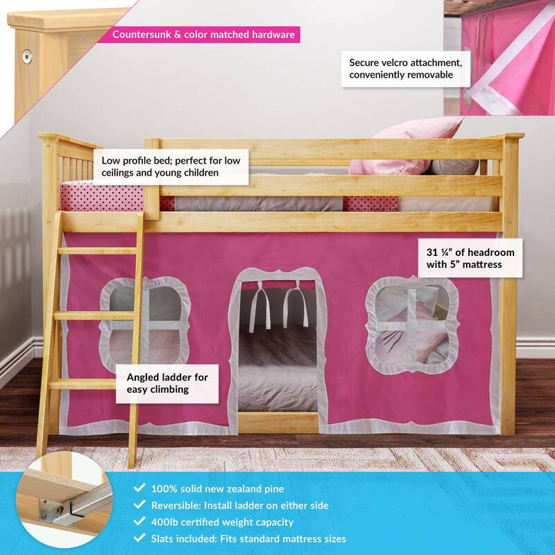 Max and Lily Twin over Twin Low Bunk with Curtains