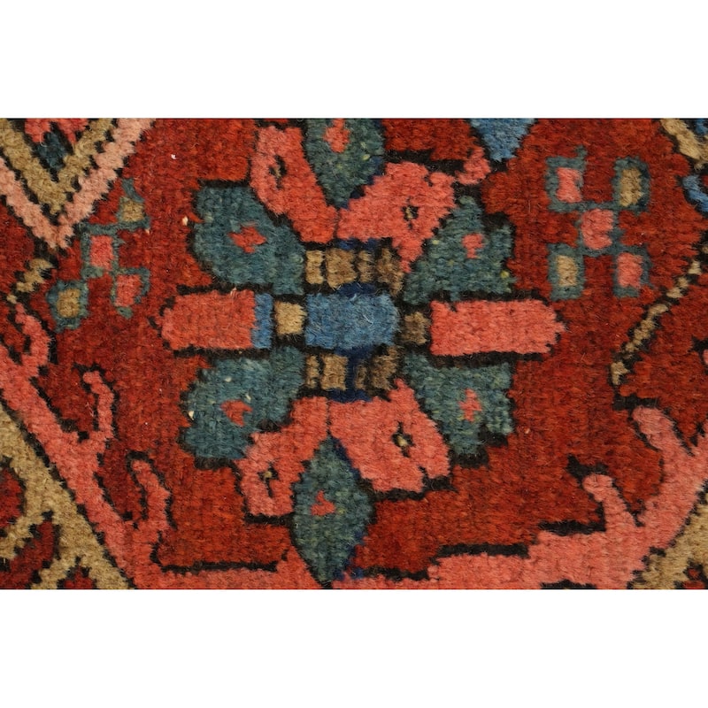 Hand Knotted Oriental 100% Wool Carpet Traditional Floral Navy Blue & Blues Heriz (serapi) Area Rug - 11' 8'' X 9' 4''