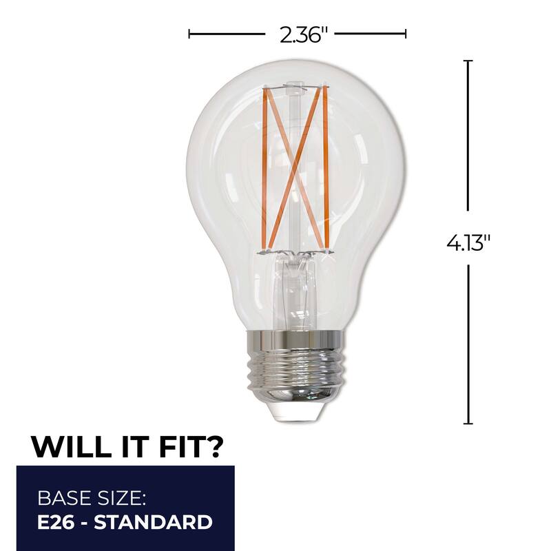 Bulbrite LED Filament Pack of (4) 14 Watt Dimmable A19 Light Bulb with Clear Glass Finish and Medium (E26) Base