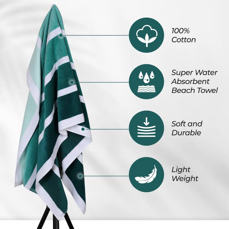 Superior Faded Stripes Cotton Velour Quick-Dry Oversized Beach Towel