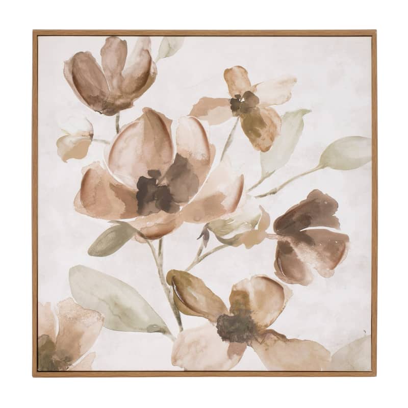 Wood Framed Watercolor Floral Wall Plaque - 16" - Set of 2