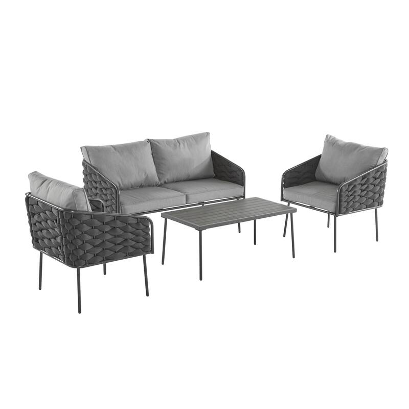 Christopher Knight Home - Thaddeus Metal 4-Pieces Patio Chat Set