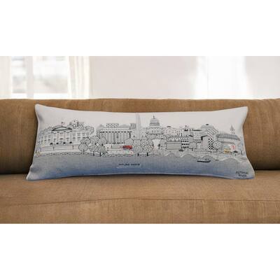 HomeRoots 35" White Washington DC Daylight Skyline Lumbar Decorative Pillow