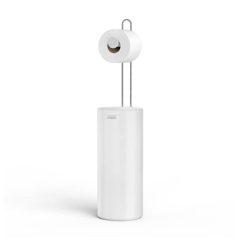 EasyStore Toilet Paper Roll Holder with Concealed Storage - White