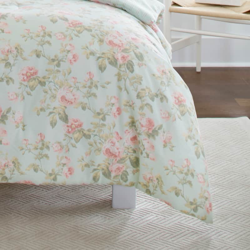 Laura Ashley Madelynn Green Floral Cotton Bonus Comforter Set