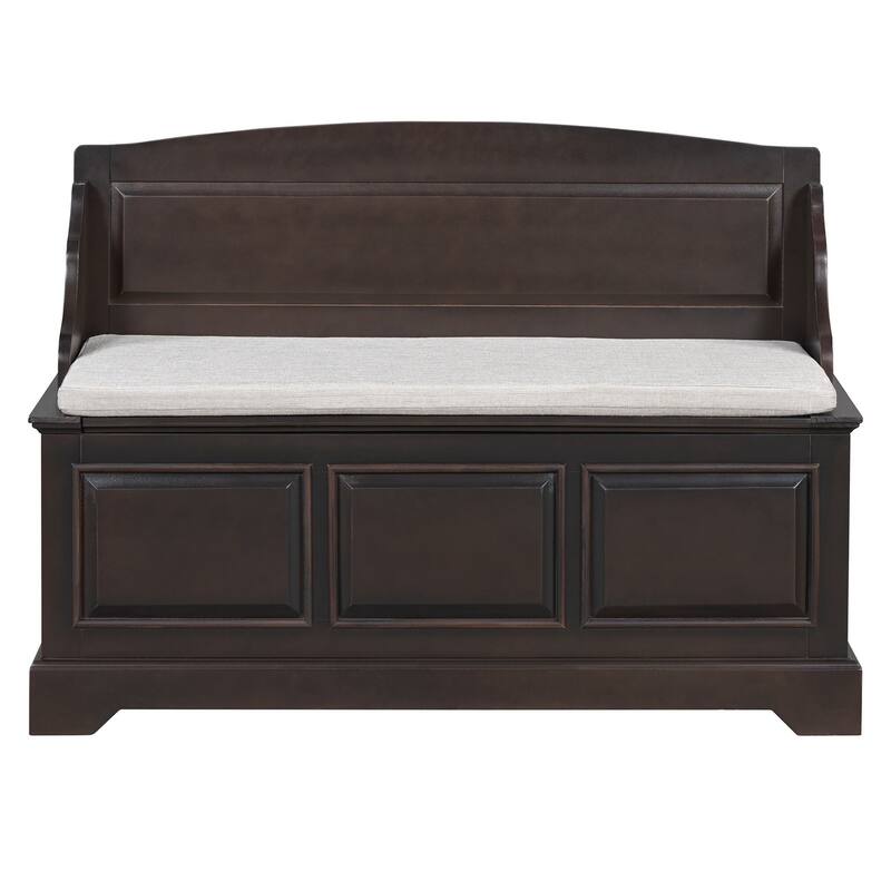 Retro Shoe Storage Bench with Safe Soft-Close Devices, Storage Chest with Hidden Storage and Cushion for Entryway, Hallway