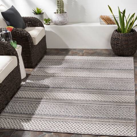 Jaki Indoor/ Outdoor Boho Striped Area Rug