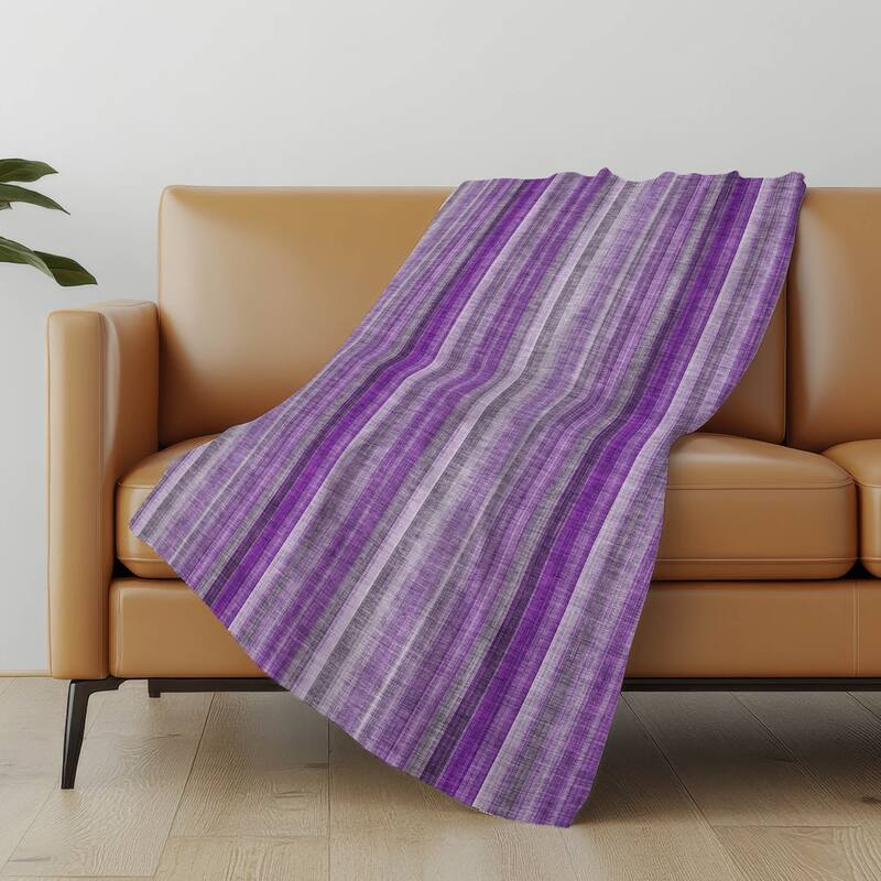 Premium Machine Washable Contemporary Stripe Sherpa Throw Blanket