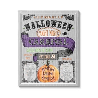 Stupell Halloween Fright Night Carnival Sign Canvas Wall Art Design by