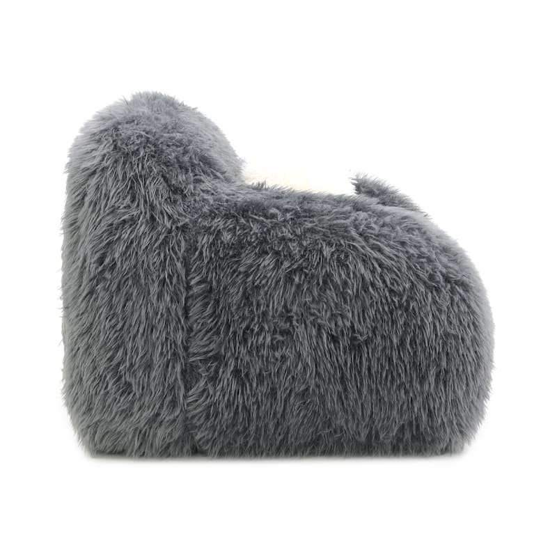 Furniture of America Cynra Modern 45-inch Faux Fur Swivel Arm Chair with Ball Pillow