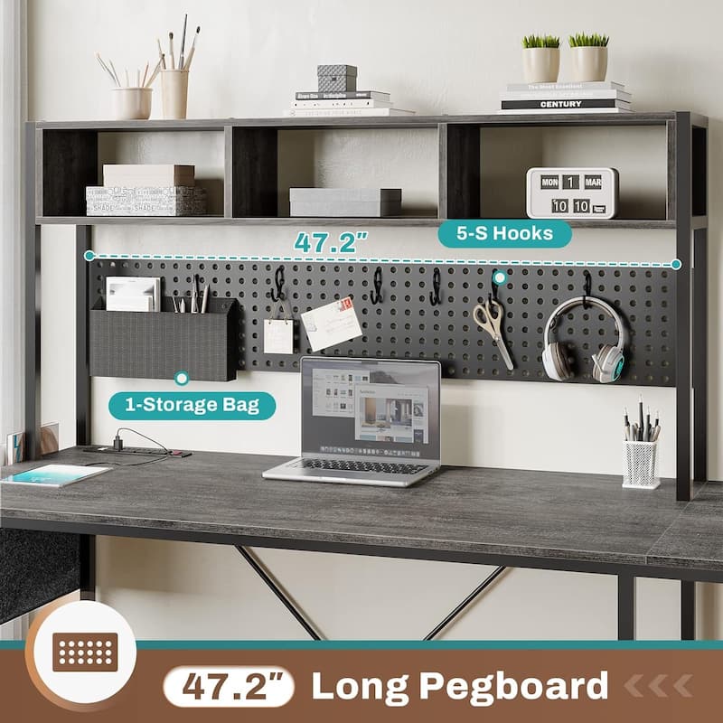 L Shaped Gaming Desk Computer Desk Corner Desk Pegboard Power Outlet