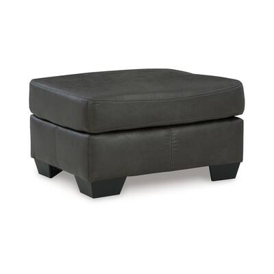 Limu Ottoman, 23x30 Inch, Corner Block, Classic Gray Faux Leather