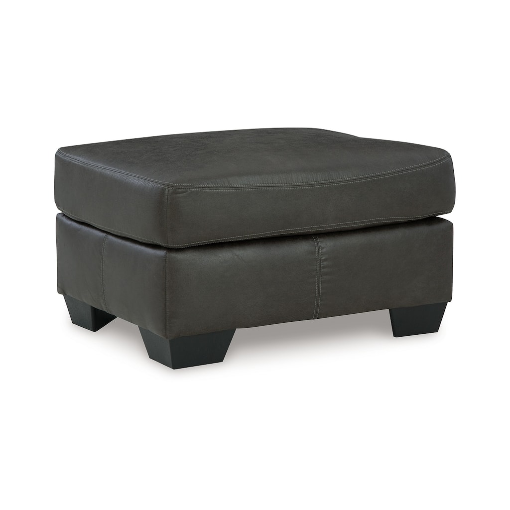 Limu Ottoman, 23x30 Inch, Corner Block, Classic Gray Faux Leather