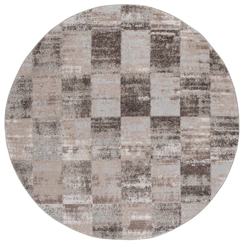 SAFAVIEH Wave Kendy Modern Rug - 6'7" Round - Beige/Grey