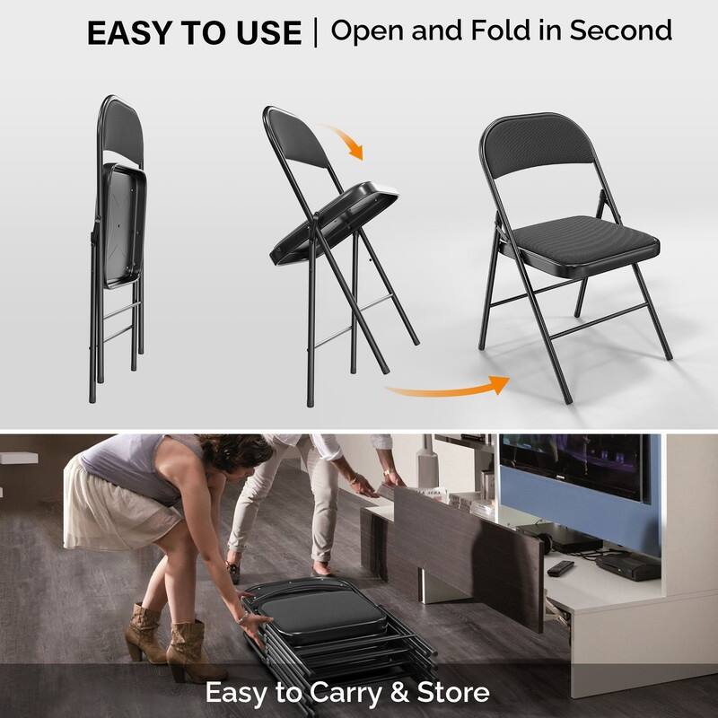 Plastic / Resin Padded Stackable Folding Chair Folding Chair Set (Set of 4)