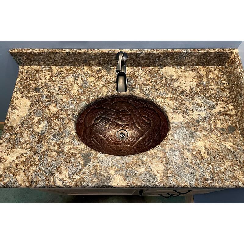 19-in Oval Braid Under Counter Hammered Copper Bathroom Sink (LO19FBDDB)