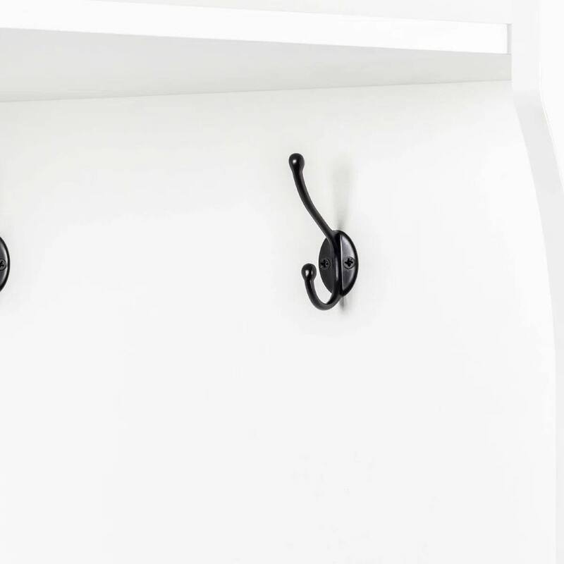 Modern Corner Hall Tree Coat Rack with Shoe Bench Storage Cabinet and Hooks Entryway Organizer - 29.5" x 71.6