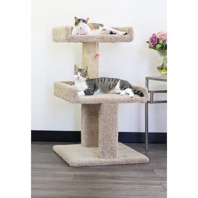 Spacious Cat Perch with Secure Edged Lounging Platforms for Large and Multiple Cats