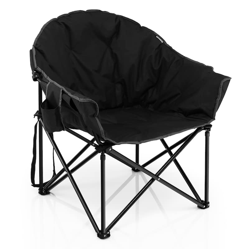 Costway Folding Camping Moon Padded Chair with Carry Bag Cup Holder - 32''x 31.5''x 35.5''