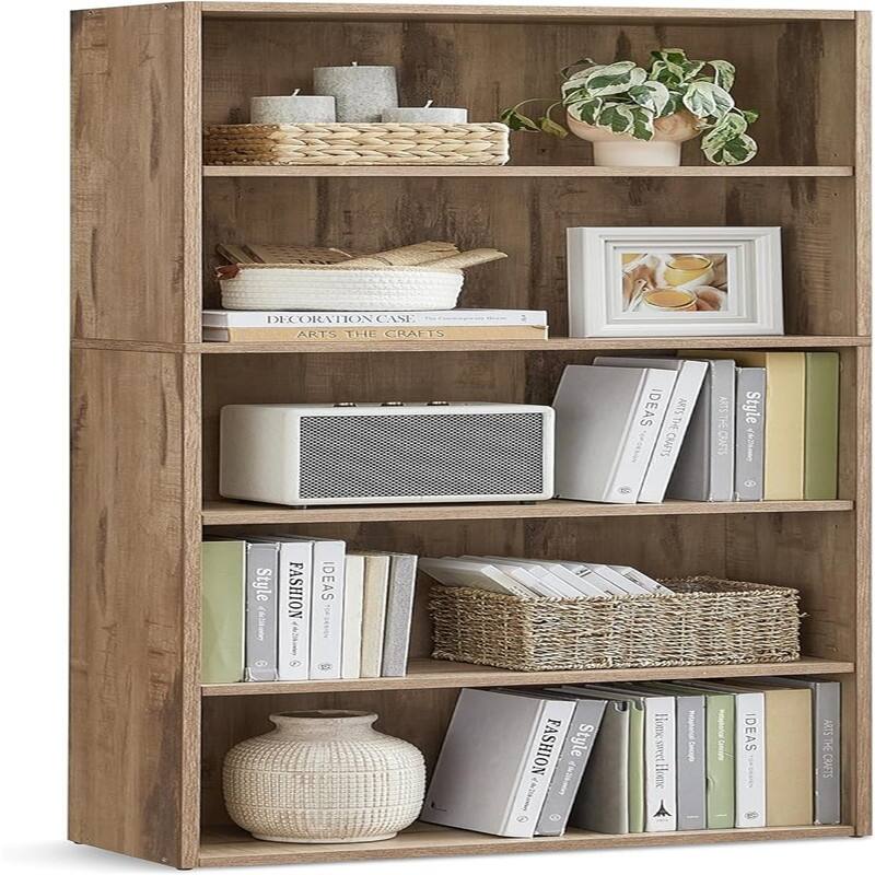 Bookshelf - 9.4"D x 23.6"W x 52.7"H - Camel Brown