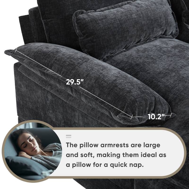 123" Chenille U-Shaped Sectional Sofa with Console & USB Charger
