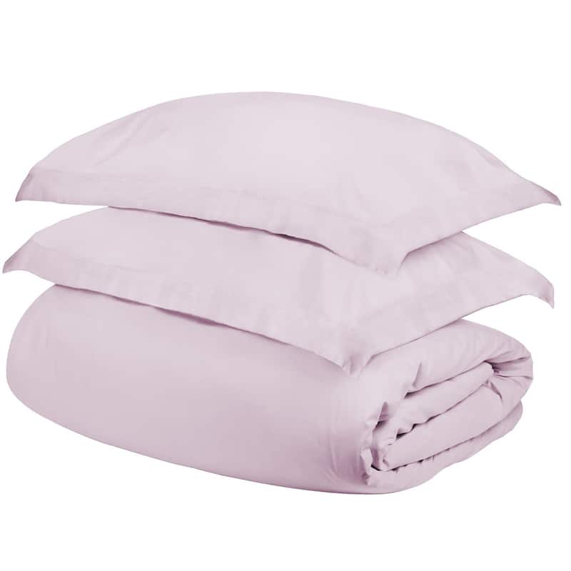 HomeRoots Lilac Queen Cotton Blend 300 Thread Count Washable Duvet Cover Set