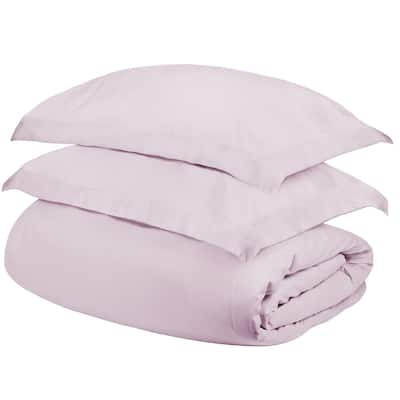 HomeRoots Lilac Queen Cotton Blend 300 Thread Count Washable Duvet Cover Set