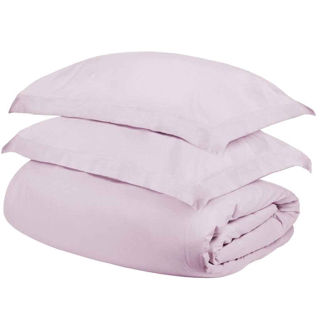 HomeRoots Lilac Queen Cotton Blend 300 Thread Count Washable Duvet Cover Set