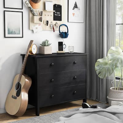 DH BASIC Transitional 34-inch Wide 3-Drawer Neutral Youth Dresser by Denhour
