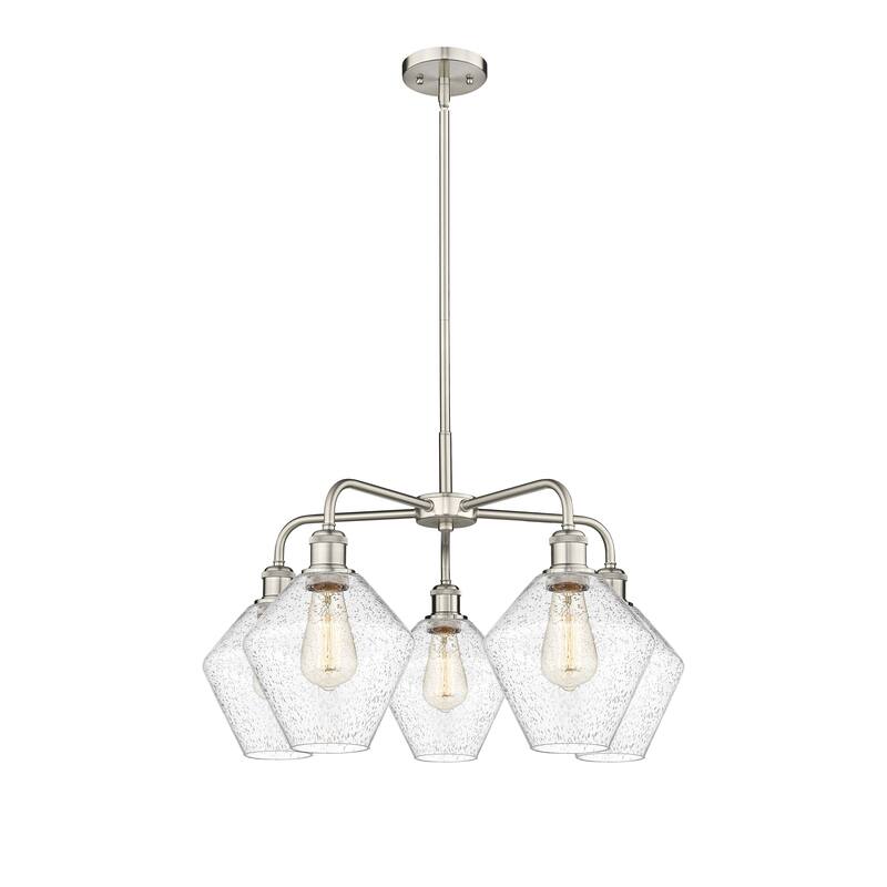 Innovations Lighting Cindyrella - 5 Light 8" Stem Hung Chandelier - Satin Nickel/Seedy