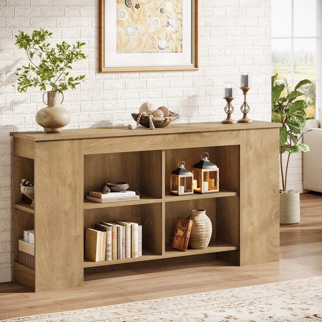 63" Console Table with Storage, Heavy Duty Wooden Entryway Sofa Table