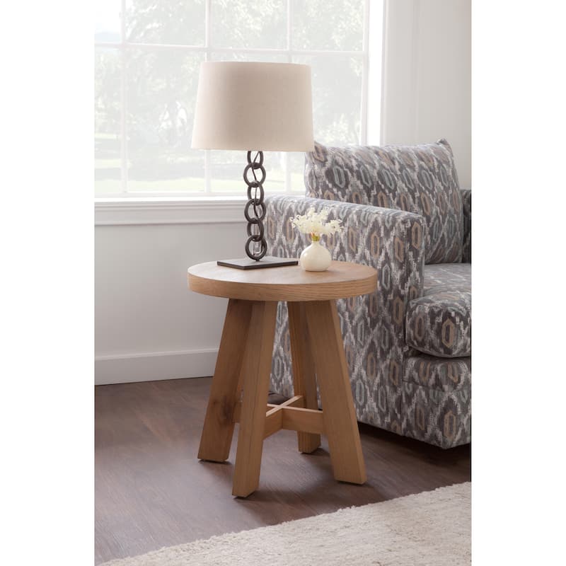 BoHo Modern Natural Wood Round End Table